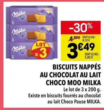 Supeco Milka Biscuits nappés au chocolat au lait Choco Moo offre