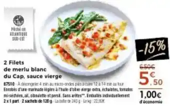Thiriet 2 filets de merlu blanc du cap sauce vierge offre