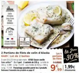 Thiriet 2 portions de filets de colin d'alaska offre