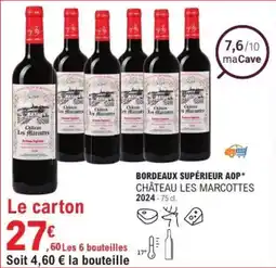 E.Leclerc Bordeaux supérieur aop château les marcottes offre