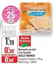 G20 Belle france - semoule au lait à la vanille offre