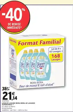 Intermarché Hyper Lessive liquide bora bora 42 lavages supercroix offre