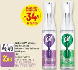 G20 CIF Nettoyant ménager multi-surface infinite+clean brillance ou original offre