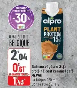 G20 Boisson végétale soja protéiné goût caramel café alpro offre