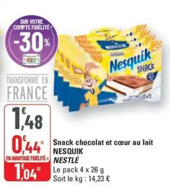 G20 NESTLÉ Nesquick Snack chocolat et cœur au lait offre