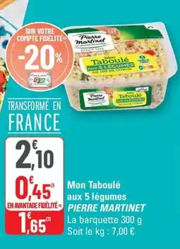 G20 Mon taboulé aux 5 légumes pierre martinet offre