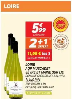 Netto Loire aop muscadet sèvre et maine sur lie domaine clos du moulin hve3 offre