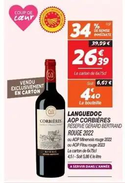 Netto Languedoc aop corbières réserve gérard bertrand offre