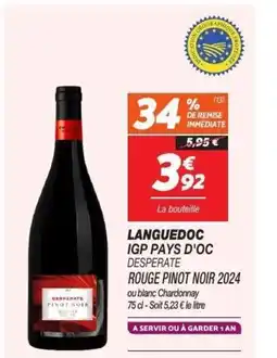 Netto Languedoc igp pays d'oc desperate rouge pinot noir 2024 offre