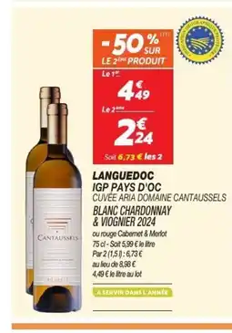 Netto Languedoc igp pays d'oc cuvée aria domaine cantaussels offre