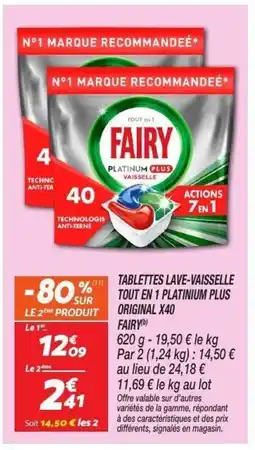 Netto FINISH Tablettes lave-vaisselle tout en 1 platinum plus original x40 offre
