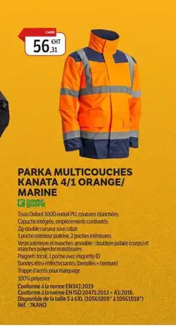 DomPro Parka multicouches kanata 4/1 orange/ marine offre