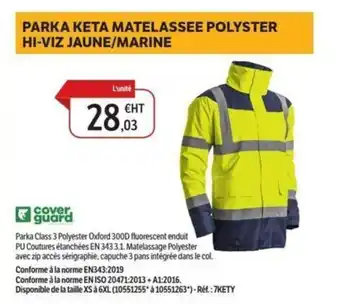 Parka keta matelassee polyster hi-viz jaune/marine