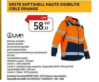 DomPro Veste softshell haute visibilite cible orange offre