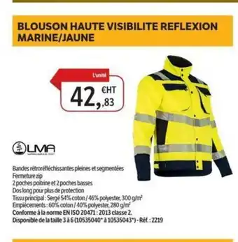 DomPro Blouson haute visibilite reflexion marine/jaune offre