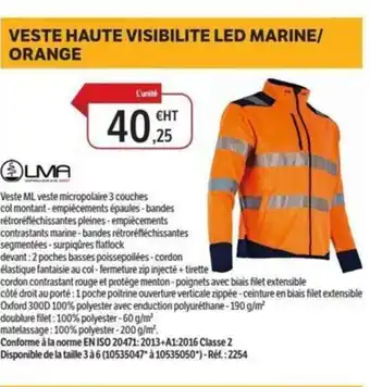 DomPro Veste haute visibilite led marine/ orange offre