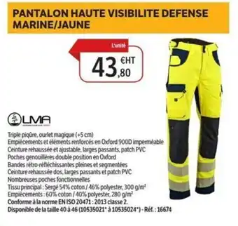 DomPro Pantalon haute visibilite defense marine/jaune offre