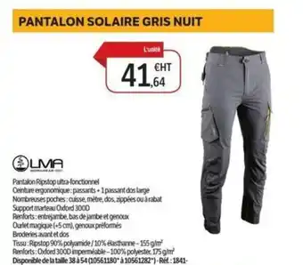 DomPro Pantalon solaire gris nuit offre