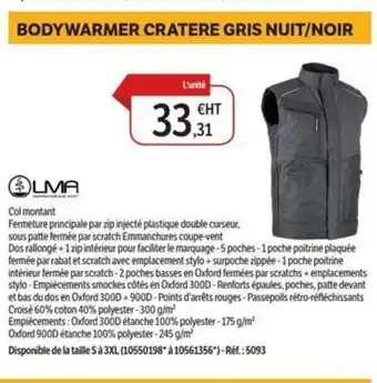 DomPro Bodywarmer cratere gris nuit/noir offre