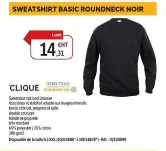 DomPro Sweatshirt basic roundneck noir offre