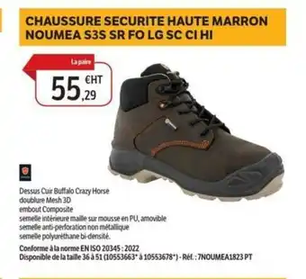 DomPro Chaussure securite haute marron noumea s3s sr fo lg sc ci hi offre