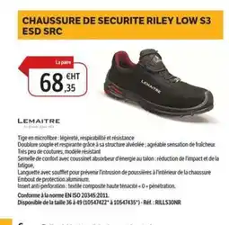 DomPro LEMAITRE Chaussure de securite riley low s3 esd src offre