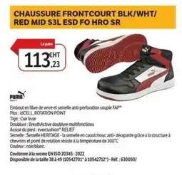 DomPro PUMA Chaussure frontcourt blk/wht/ red mid s3l esd fo hro sr offre