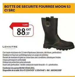 DomPro LEMAITRE Botte de securite fourree moon s3 ci src offre