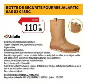 JALLATTE Botte de securite fourree jalartic sas s3 ci src