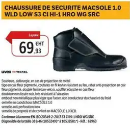 DomPro Chaussure de securite macsole 1.0 wld low s3 ci hi-1 hro wg src offre