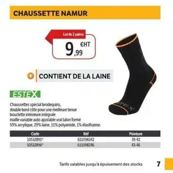 DomPro ESTEX Chaussette namur offre