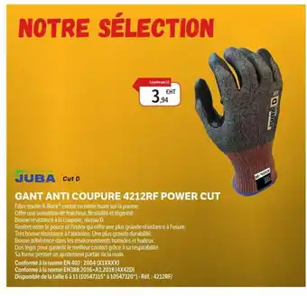 DomPro JUBA Gant anti coupure 4212rf power cut offre