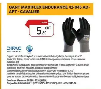 DomPro Gant maxiflex endurance 42-845 ad- apt - cavalier offre