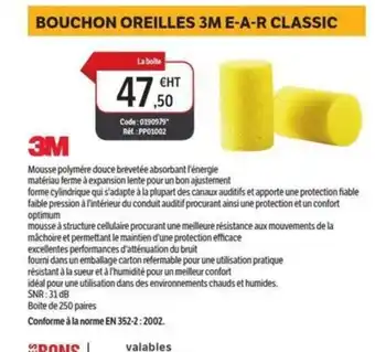 DomPro 3M Bouchon oreilles 3m e-a-r classic offre