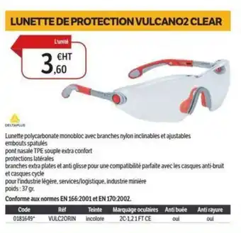 DomPro Lunette de protection vulcano2 clear offre