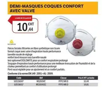 DomPro Demi-masques coques confort avec valve offre