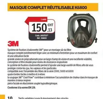DomPro 3M Masque complet réutilisable k6800 offre