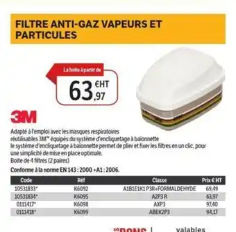 DomPro 3M Filtre anti-gaz vapeurs et particules offre