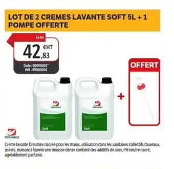 DomPro Lot de 2 cremes lavante soft 5l +1 pompe offerte offre