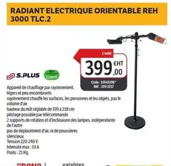 DomPro Radiant electrique orientable reh 3000 tlc.2 offre