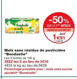 Monoprix BONDUELLE Maïs sans résidus de pesticides offre