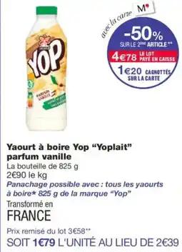 Monoprix YOPLAIT Yaourt à boire Yop parfum vanille offre