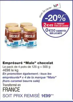 Monoprix MALO Emprésuré chocolat offre
