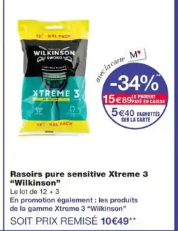 Monoprix WILKINSON Rasoirs pure sensitive Xtreme 3 offre
