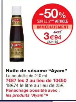 Monoprix AYAM Huile de sésame offre
