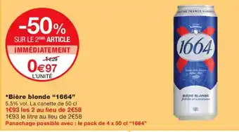 Monoprix 1664 Bière blonde offre