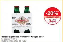 Monoprix PIMENTO Boisson gazeuse Ginger beer offre