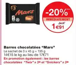 Monoprix MARS Barres chocolatées offre