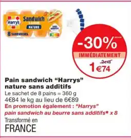 Monoprix HARRYS Pain sandwich nature sans additifs offre