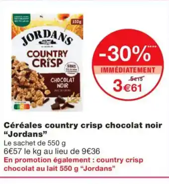 Monoprix JORDANS Céréales country crisp chocolat noir offre